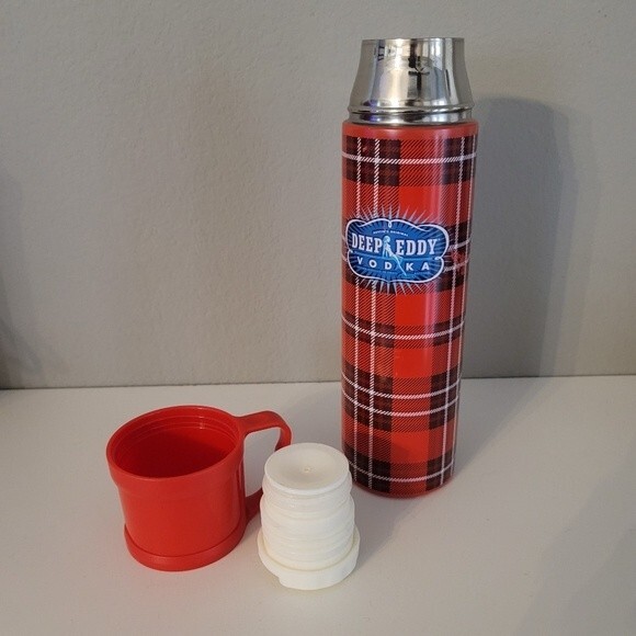 2/$20 Austin's Original Deep Eddy Vodka 8 Oz Red Flannel Thermos - Picture 6 of 7
